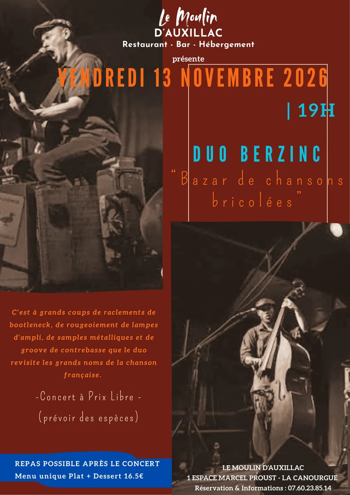 Image 1 : CONCERT AU MOULIN : "DUO BERZINC" background